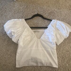 Abercrombie & Fitch White Puff Sleeve Top Size S